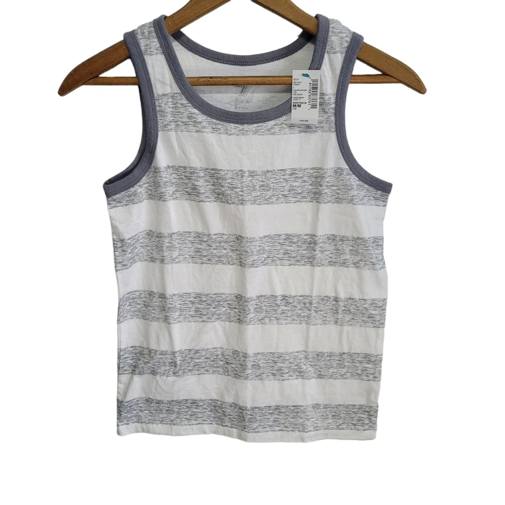 The Children's Place Boys Sleeveless Grey And White Shirt M NWT Athletic Summer